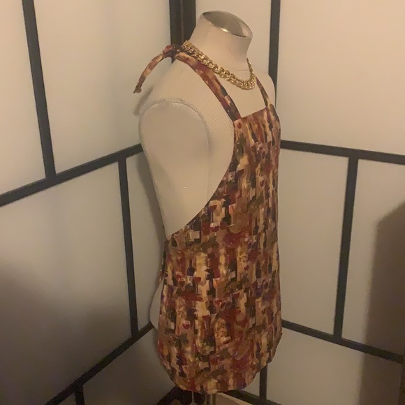 Vintage Custom Made Reversible Apron w/Pockets Artsy Stylish Wine Theme One Size - Picture 2 of 9
